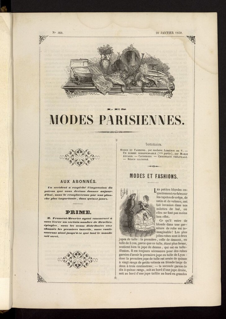 Miniatura de Les modes parisiennes del 20 de enero de 1850