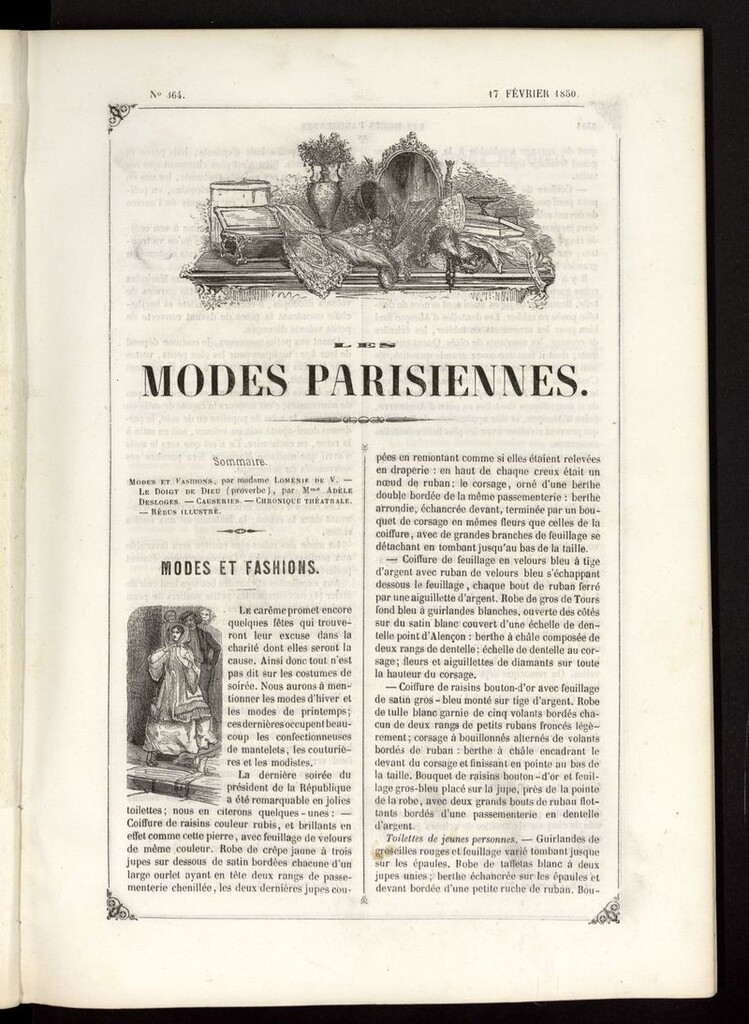 Miniatura de Les modes parisiennes del 17 de febrero de 1850