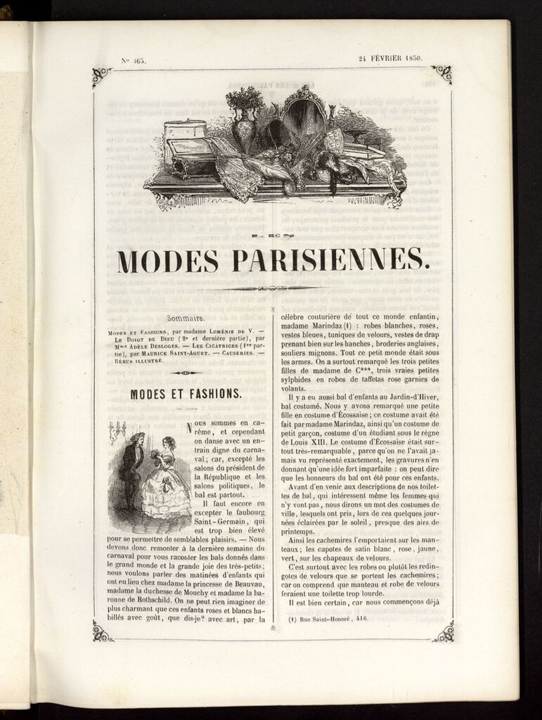 Miniatura de Les modes parisiennes del 24 de febrero de 1850