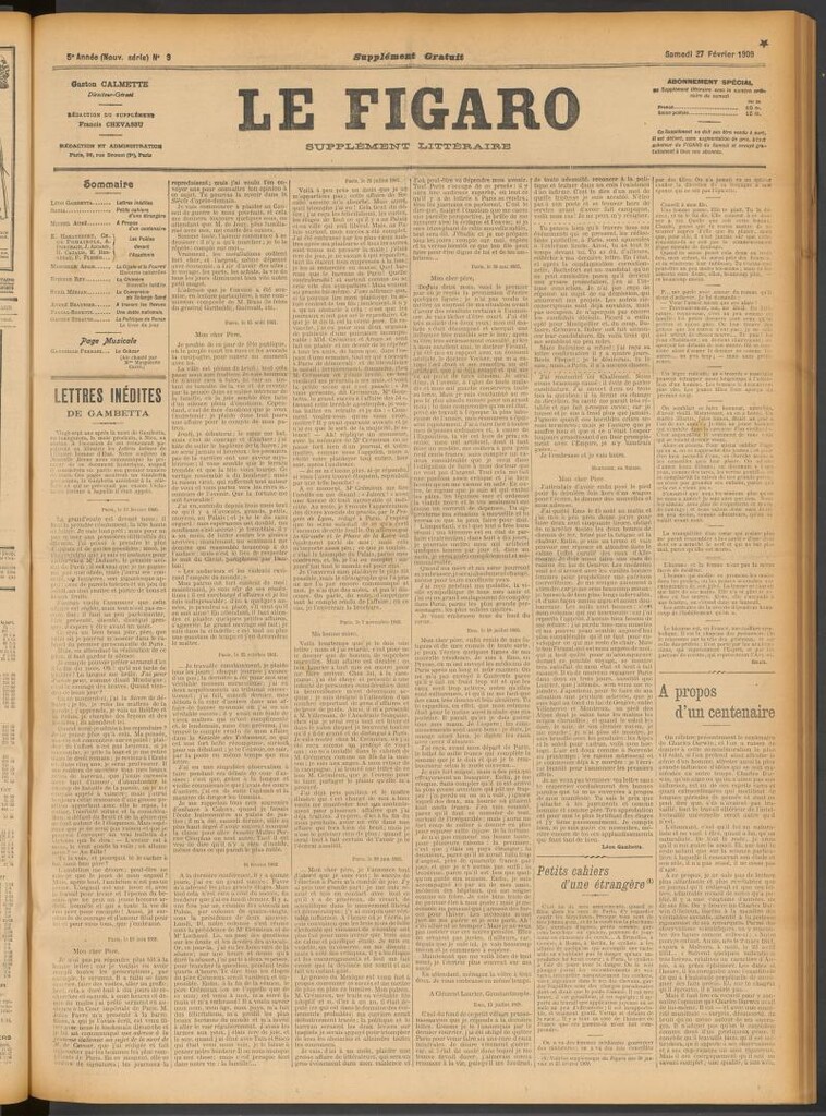 Miniatura de Le Figaro del 27 de febrero de 1909. Suplemento