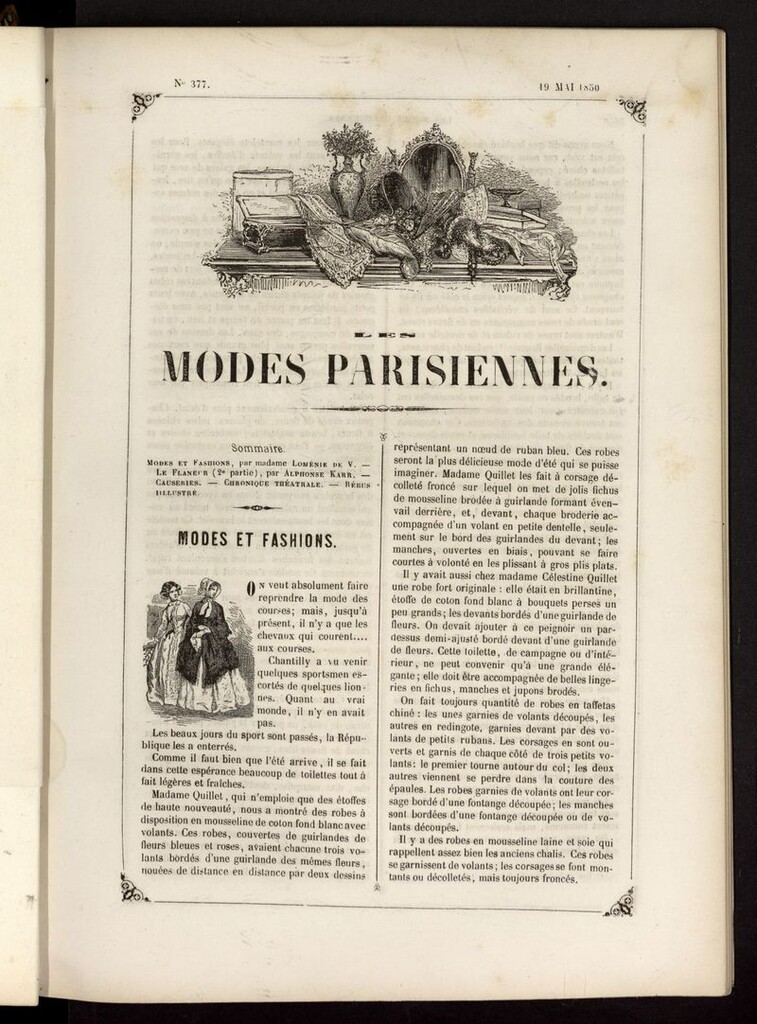 Miniatura de Les modes parisiennes del 19 de mayo de 1850