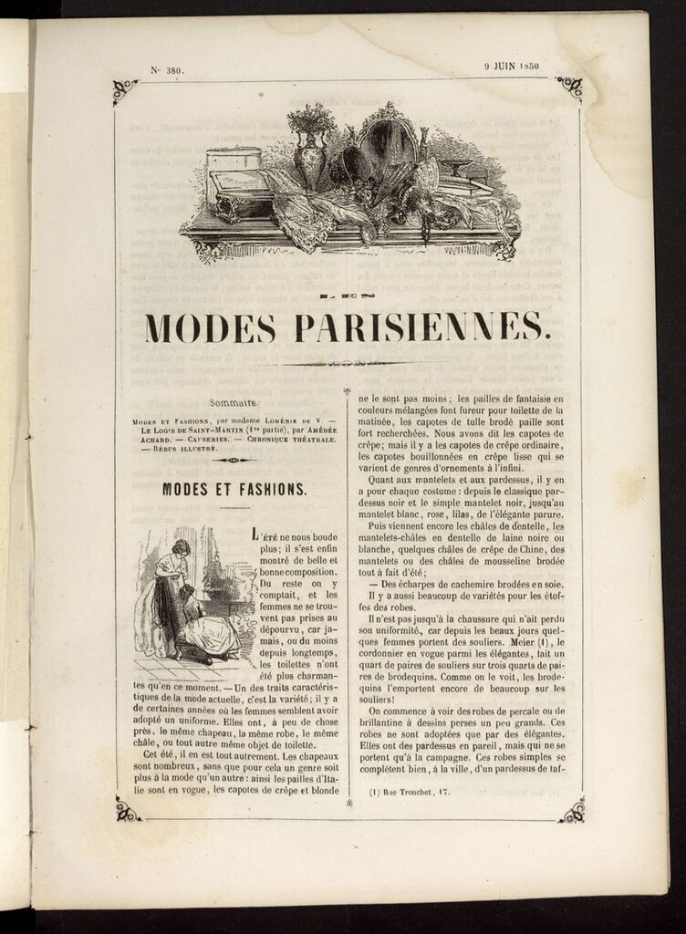 Miniatura de Les modes parisiennes del 9 de junio de 1850