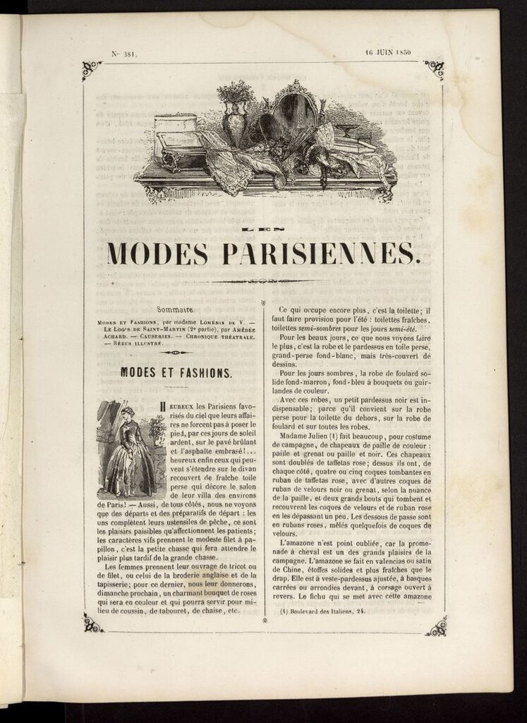 Miniatura de Les modes parisiennes del 16 de junio de 1850