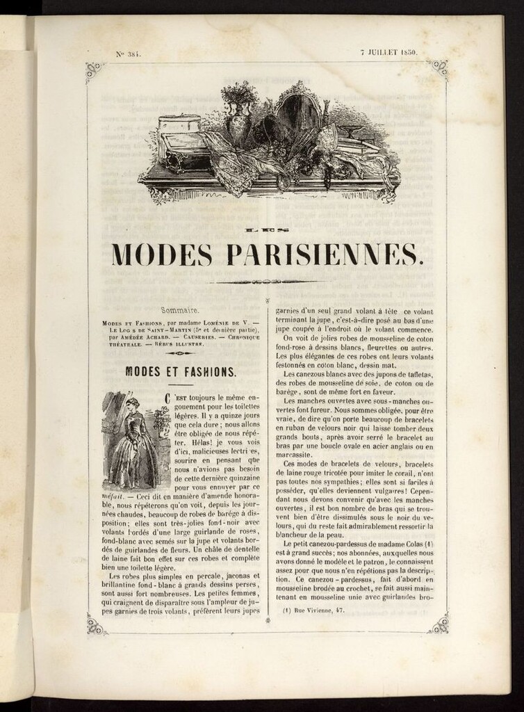 Miniatura de Les modes parisiennes del 7 de julio de 1850