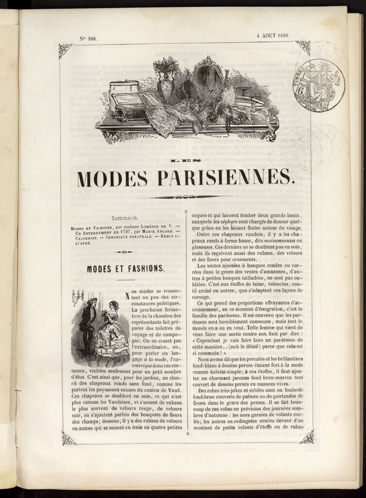 Miniatura de Les modes parisiennes del 4 de agosto de 1850