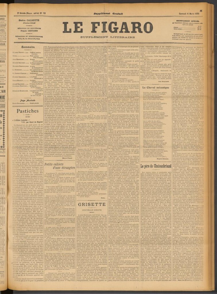 Miniatura de Le Figaro del 6 de marzo de 1909. Suplemento