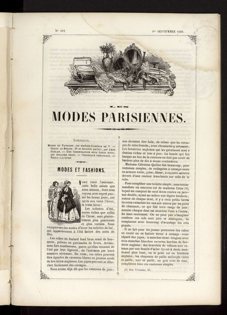 Miniatura de Les modes parisiennes del 1 de septiembre de 1850