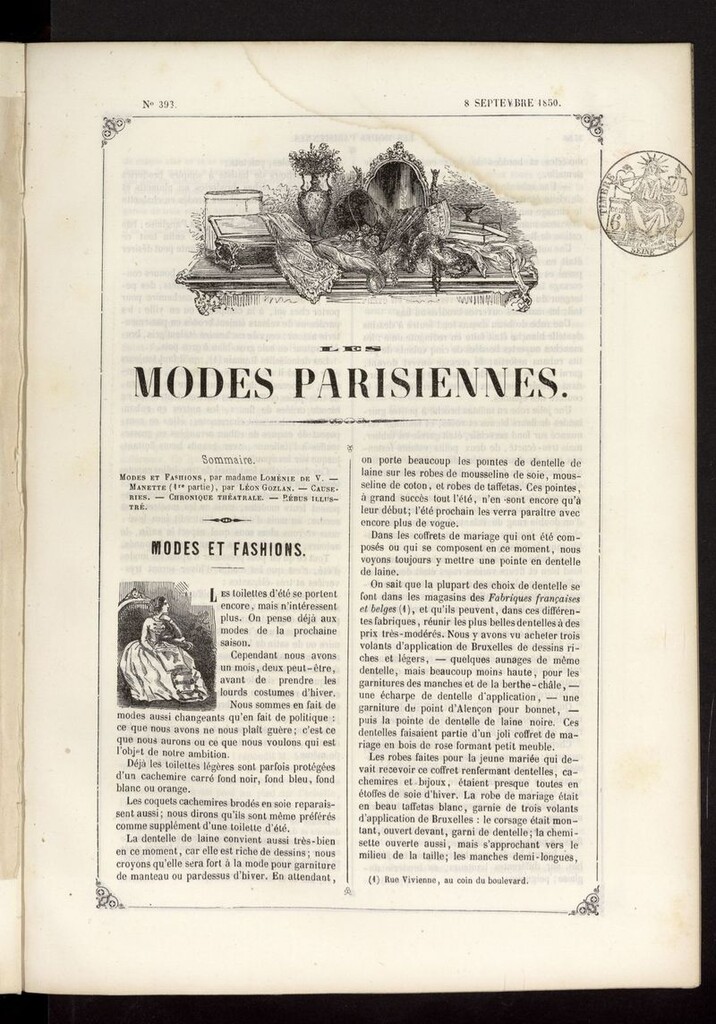 Miniatura de Les modes parisiennes del 8 de septiembre de 1850