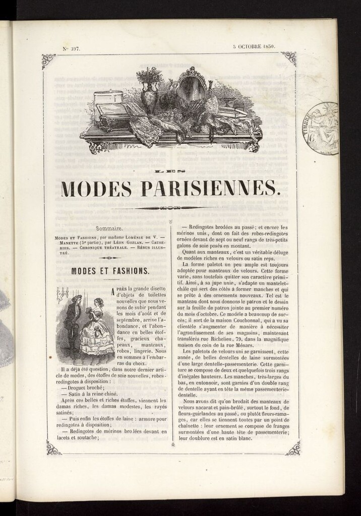 Miniatura de Les modes parisiennes del 5 de octubre de 1850