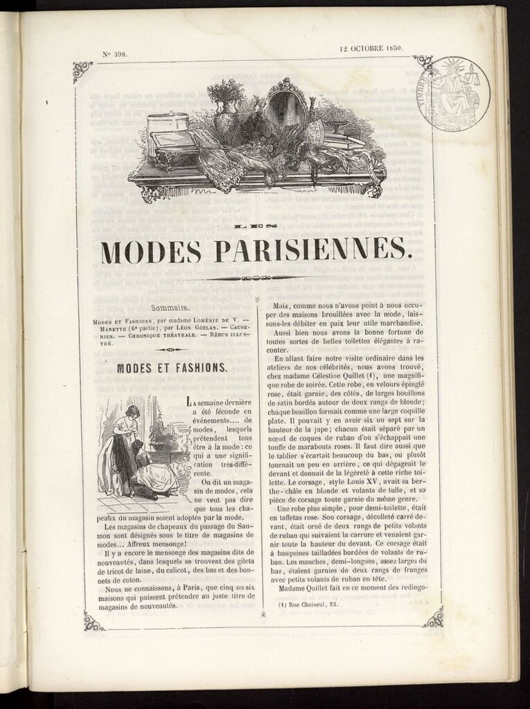 Miniatura de Les modes parisiennes del 12 de octubre de 1850