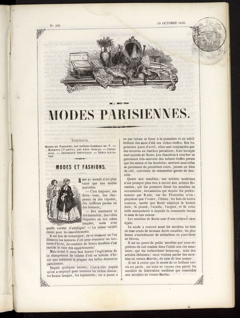 Miniatura de Les modes parisiennes del 19 de octubre de 1850