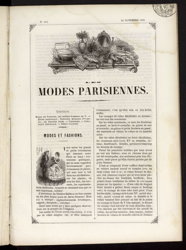 Miniatura de Les modes parisiennes del 16 de noviembre de 1850