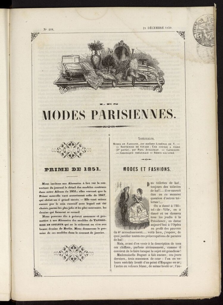 Miniatura de Les modes parisiennes del 21 de diciembre de 1850