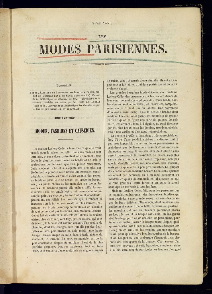 Miniatura de Les modes parisiennes del 2 de mayo de 1857