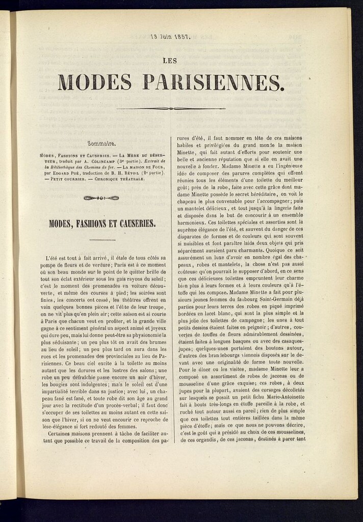Miniatura de Les modes parisiennes del 13 de junio de 1857