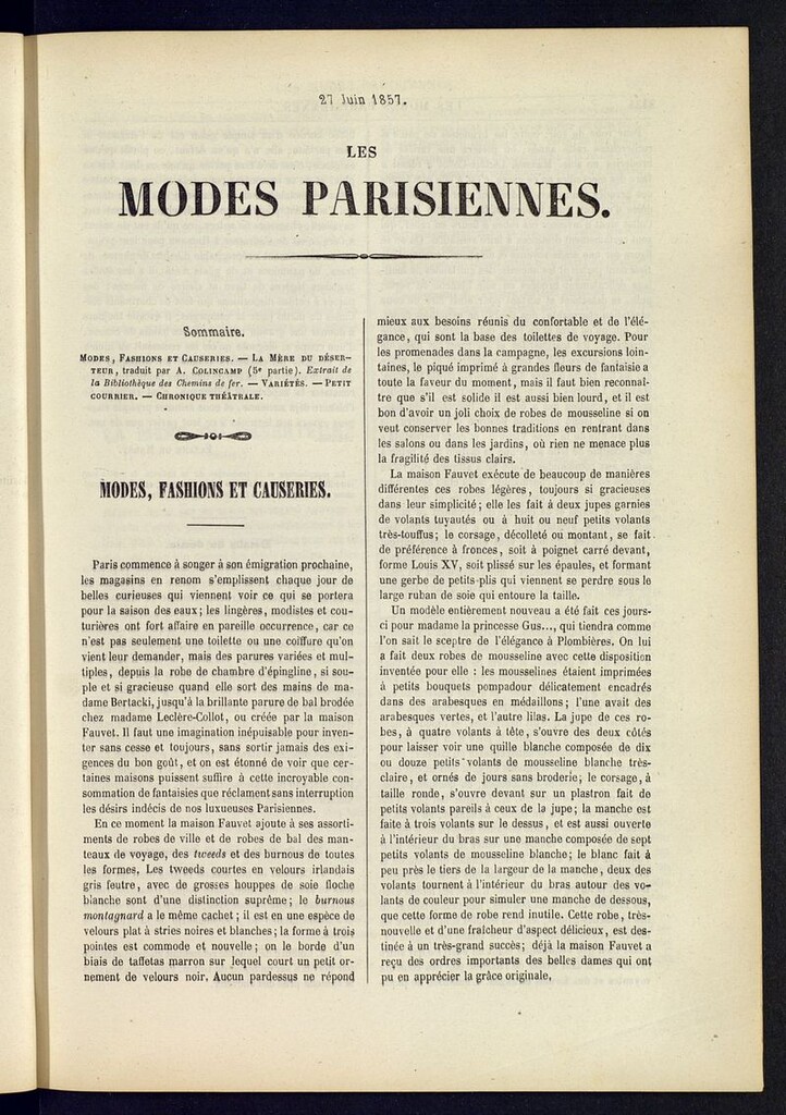 Miniatura de Les modes parisiennes del 27 de junio de 1857