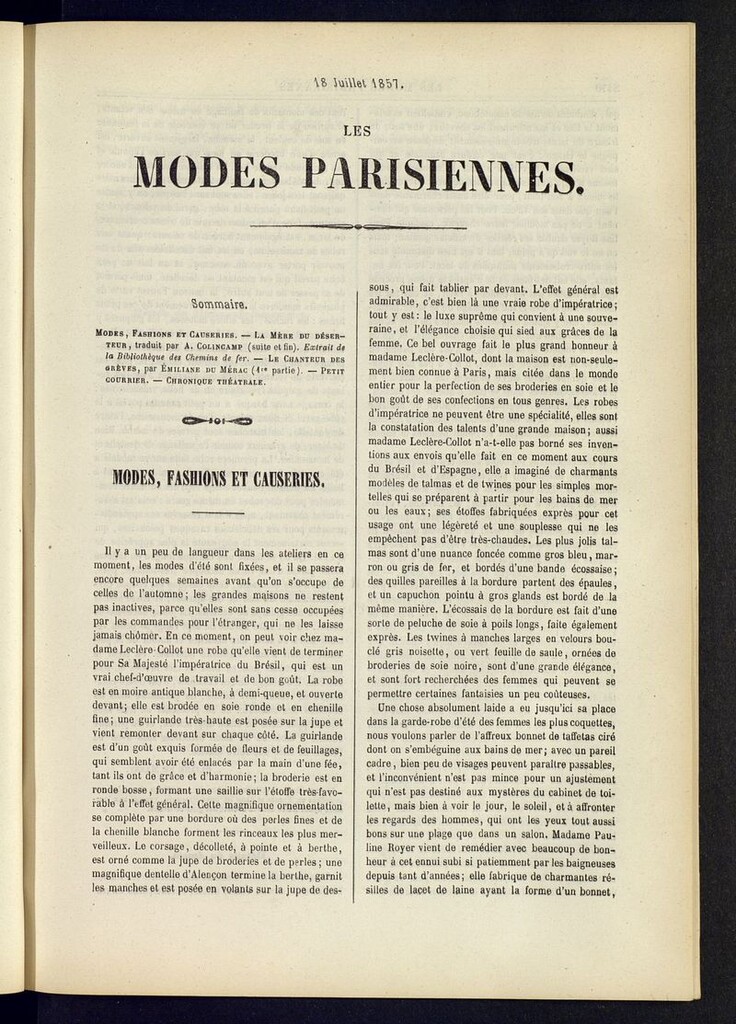 Miniatura de Les modes parisiennes del 18 de julio de 1857