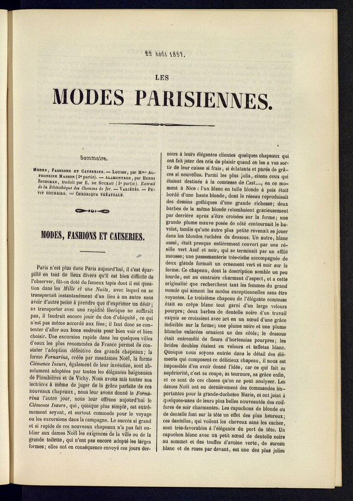 Miniatura de Les modes parisiennes del 22 de agosto de 1857