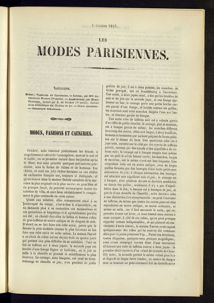 Miniatura de Les modes parisiennes del 3 de octubre de 1857