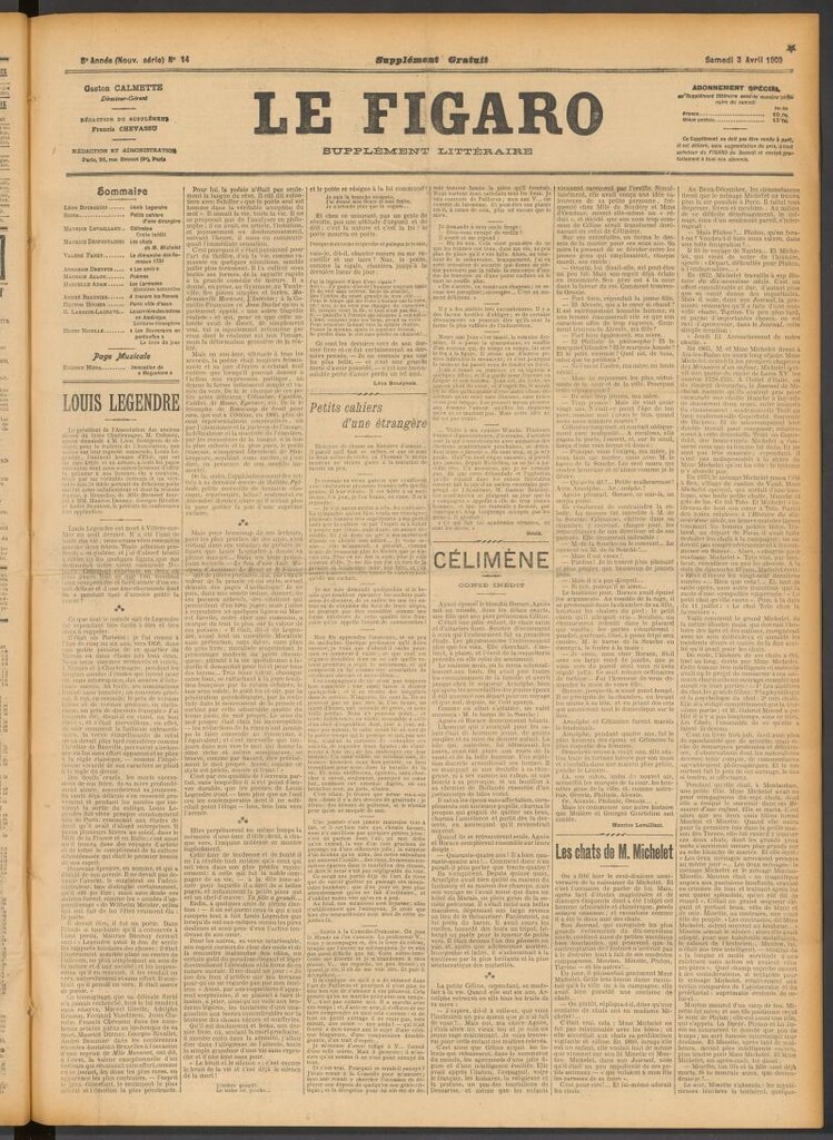 Miniatura de Le Figaro del 3 de abril de 1909. Suplemento