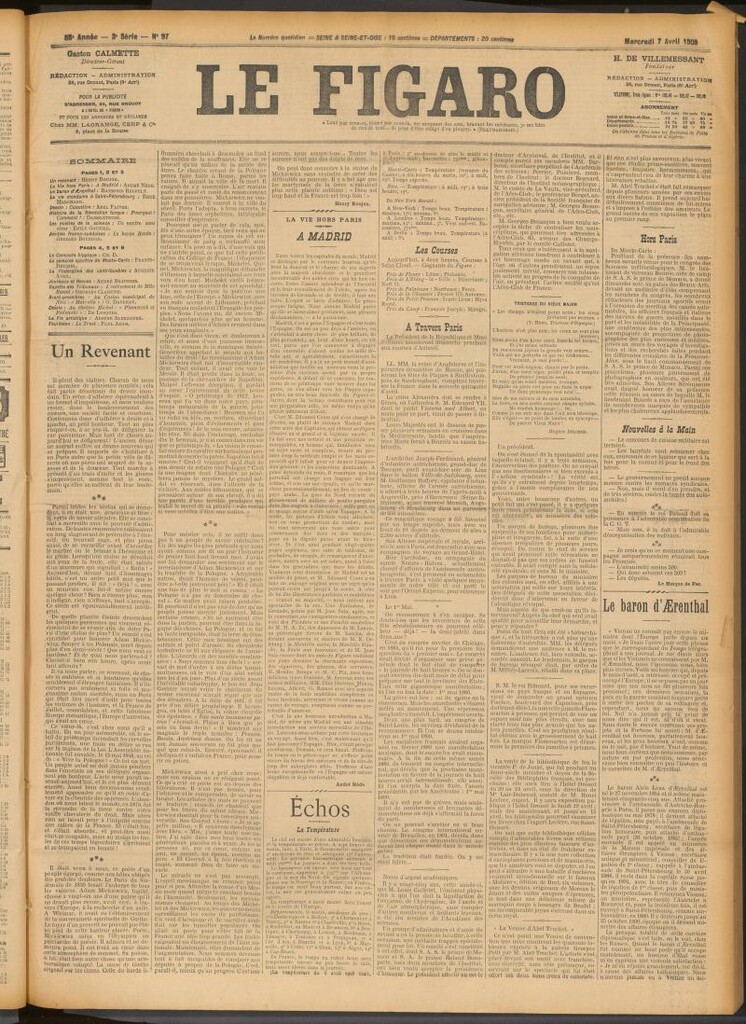Miniatura de Le Figaro del 7 de abril de 1909
