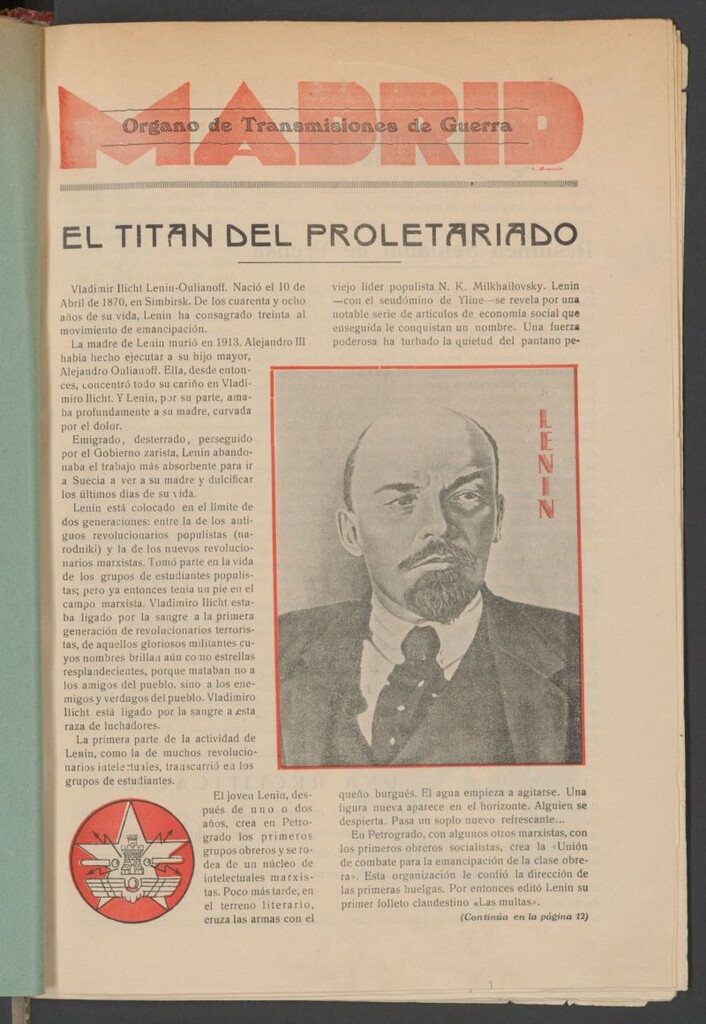 Miniatura de Madrid : órgano de transmisiones de Guerra del 26 de junio de 1937