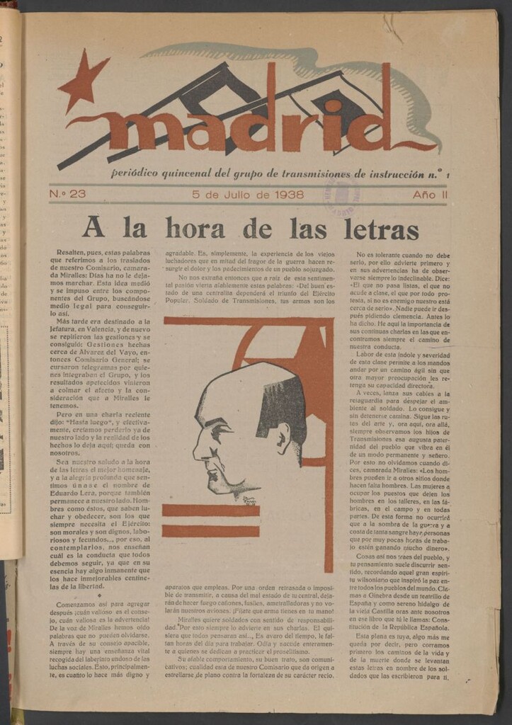 Miniatura de Madrid : órgano de transmisiones de Guerra del 5 de julio de 1937