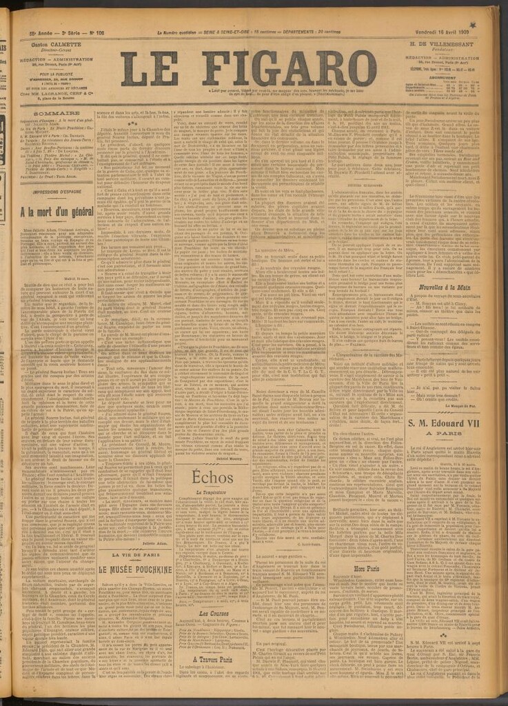 Miniatura de Le Figaro del 16 de abril de 1909