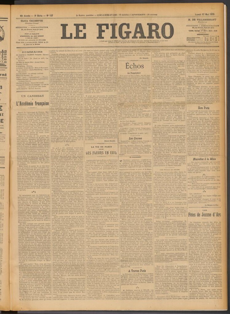 Miniatura de Le Figaro del 17 de mayo de 1909