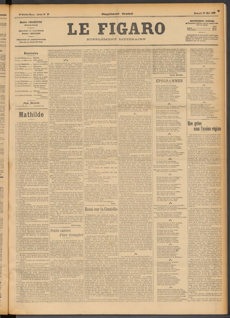 Miniatura de Le Figaro del 22 de mayo de 1909. Suplemento
