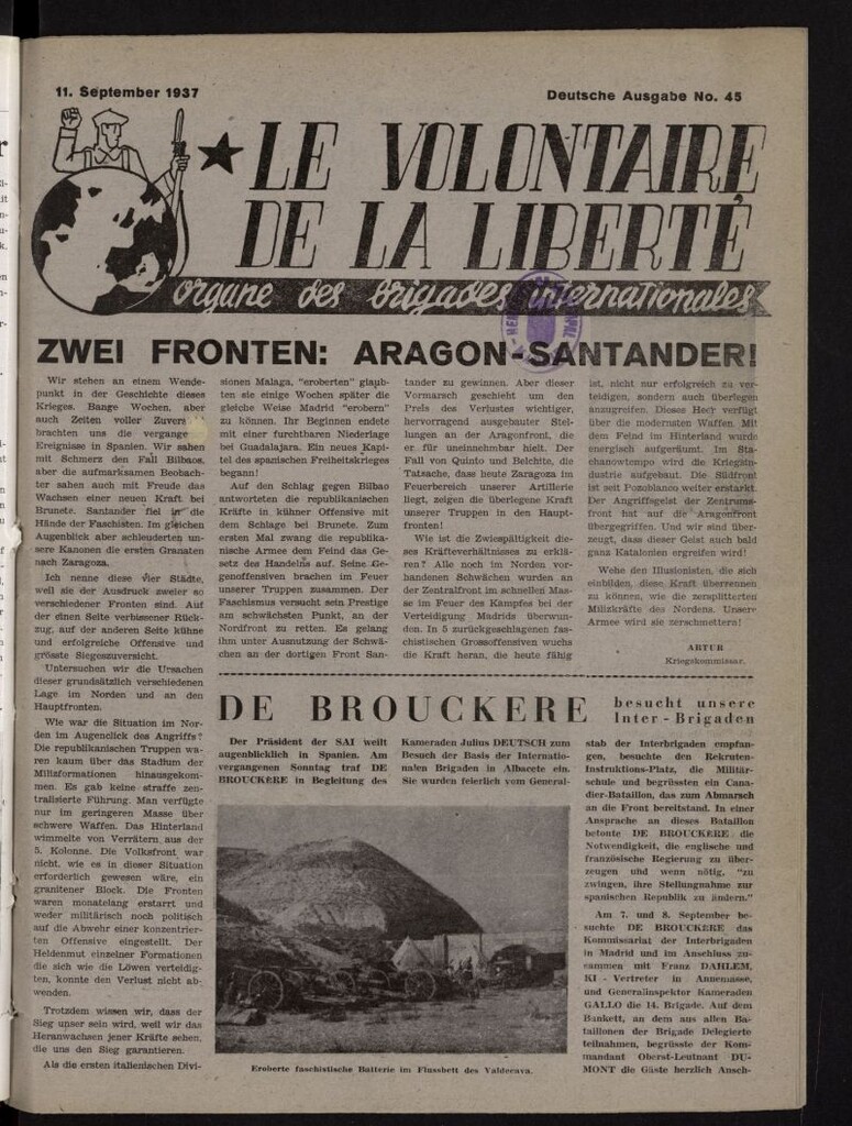 Miniatura de Le Volontaire de la Liberté : Organe des Brigades Internationales. 11 september, 1937
