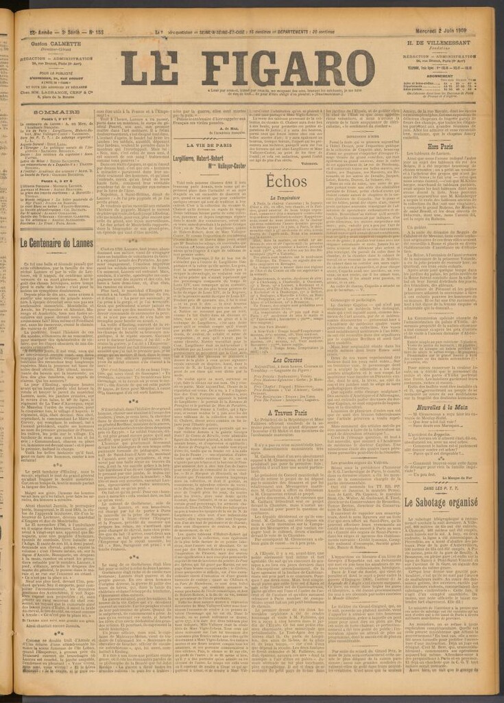 Miniatura de Le Figaro del 2 de junio de 1909