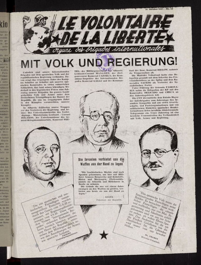 Miniatura de Le Volontaire de la Liberté : Organe des Brigades Internationales. 31 oktober, 1937
