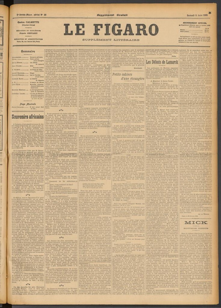 Miniatura de Le Figaro del 5 de junio de 1909. Suplemento