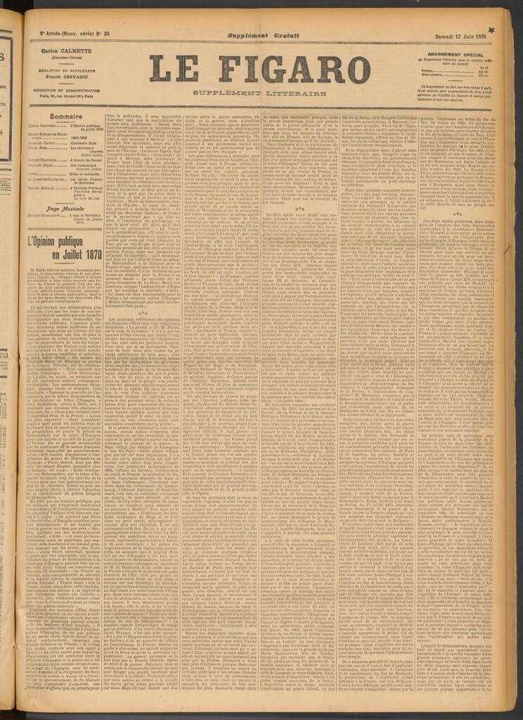 Miniatura de Le Figaro del 12 de junio de 1909. Suplemento