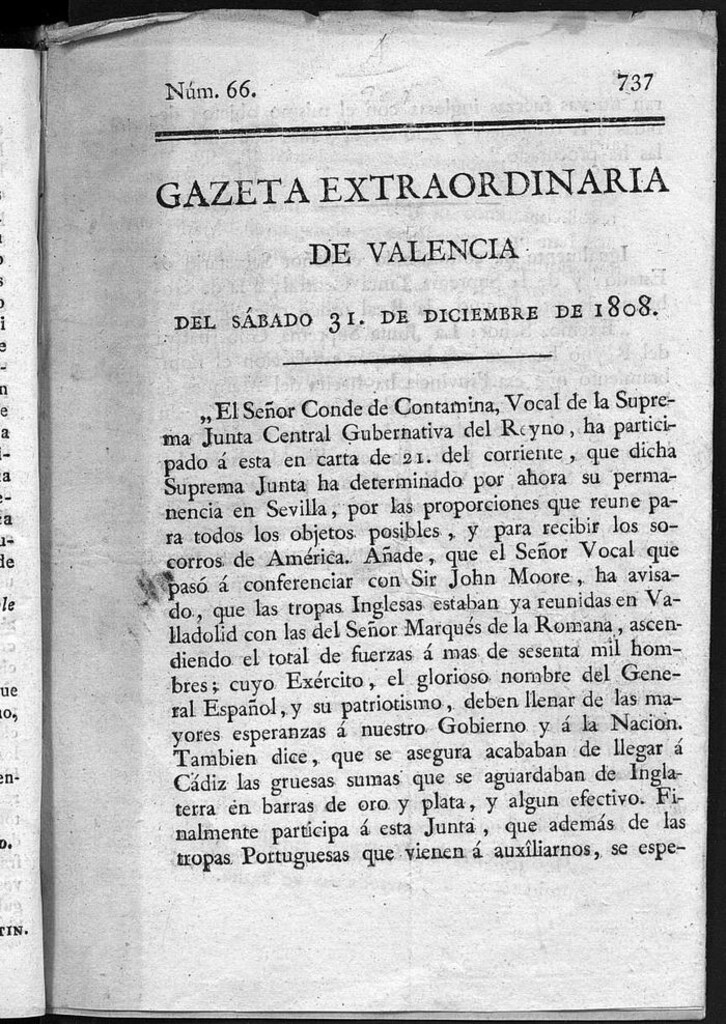 Miniatura de Gazeta de Valencia del 31 de Diciembre de 1808