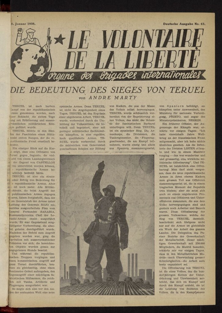 Miniatura de Le Volontaire de la Liberté : Organe des Brigades Internationales. 10 jannuar, 1938