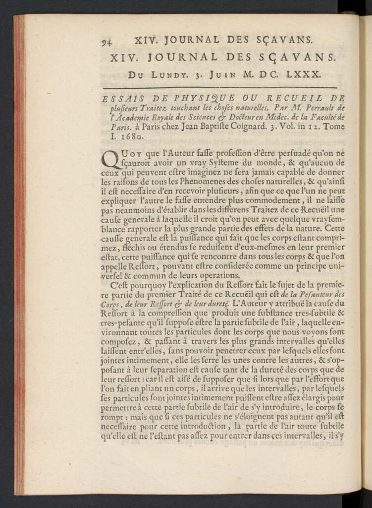 Miniatura de Le Journal des Sçavans pour l´année del 3 de junio de 1680, nº 14