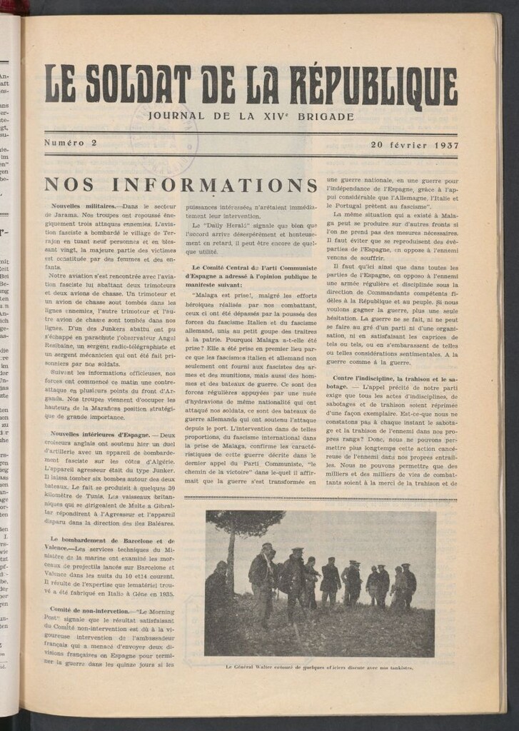 Miniatura de Le Soldat de la Republique : journal de la XIVe Brigade. 20 frévier 1937