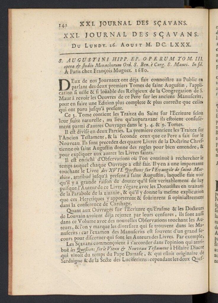Miniatura de Le Journal des Sçavans pour l´année del 26 de agosto de 1680, nº 21