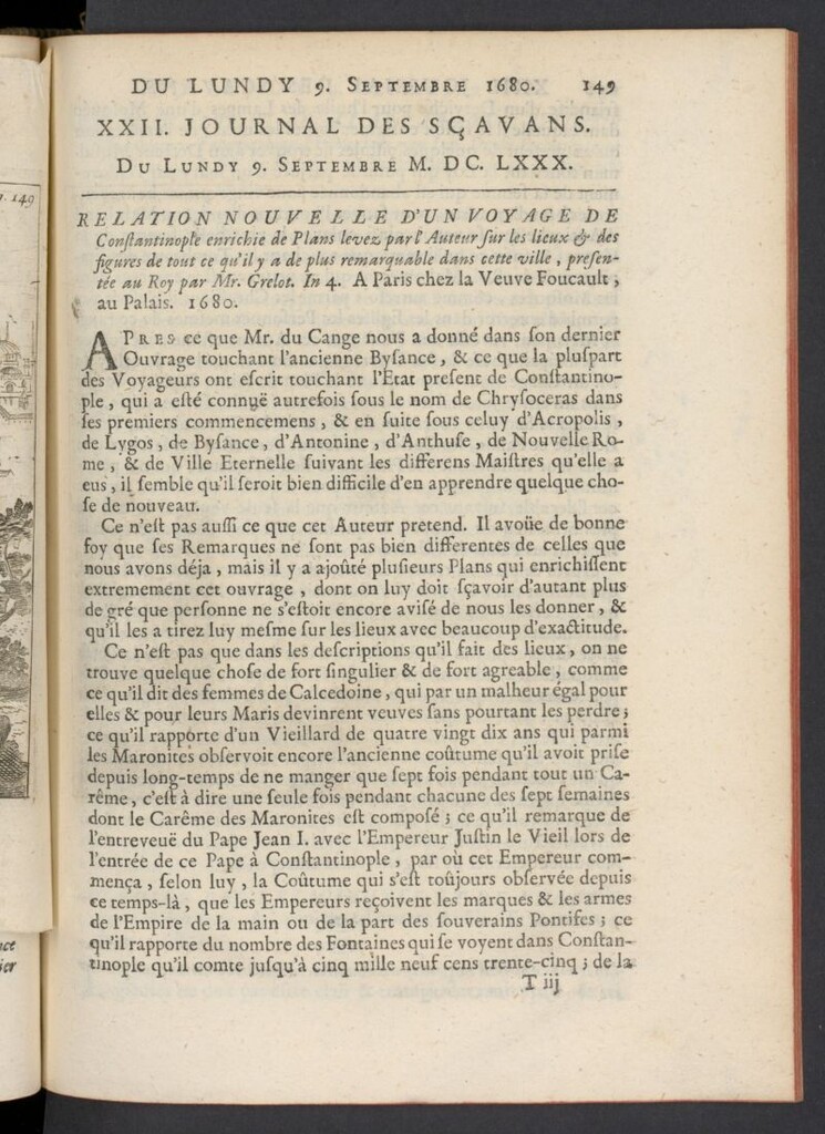 Miniatura de Le Journal des Sçavans pour l´année del 9 de septiembre de 1680, nº 22