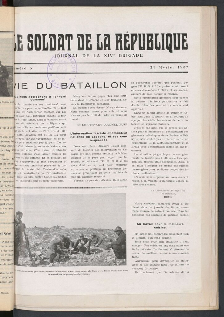 Miniatura de Le Soldat de la Republique : journal de la XIVe Brigade. 21 frévier 1937