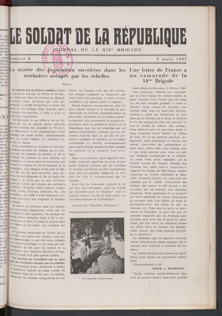 Miniatura de Le Soldat de la Republique : journal de la XIVe Brigade. 3 mars 1937