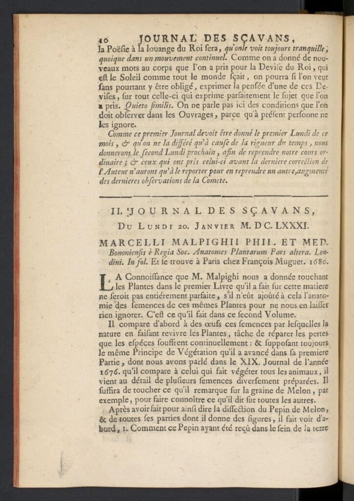 Miniatura de Le Journal des Sçavans pour l´année  del 20 de enero de 1681, nº 2