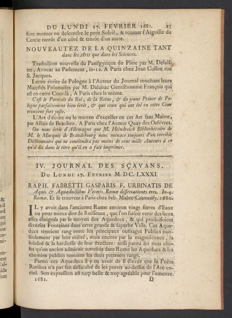 Miniatura de Le Journal des Sçavans pour l´année  del 17 de febrero de 1681, nº 4