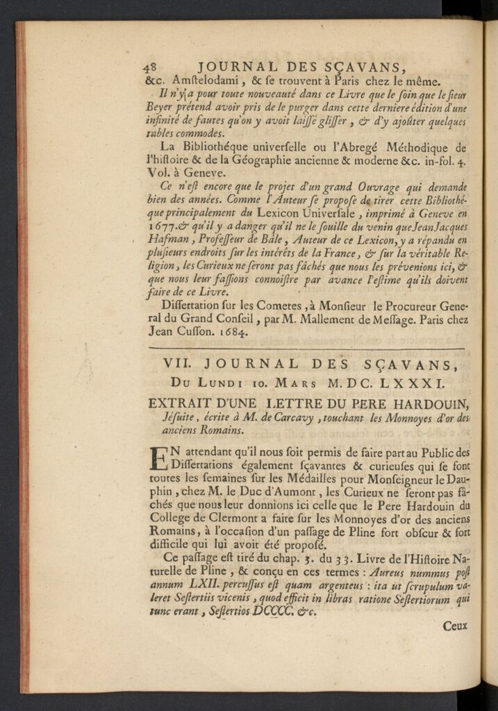 Miniatura de Le Journal des Sçavans pour l´année  del 10 de marzo de 1681, nº 7