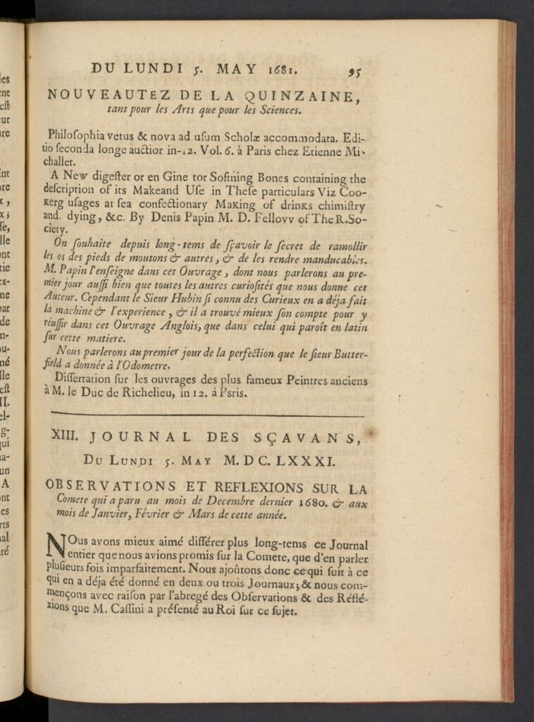 Miniatura de Le Journal des Sçavans pour l´année del 5 de mayo de 1681, nº 13