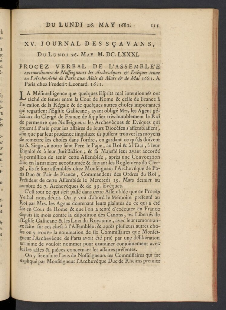 Miniatura de Le Journal des Sçavans pour l´année del 26 de mayo de 1681, nº 15