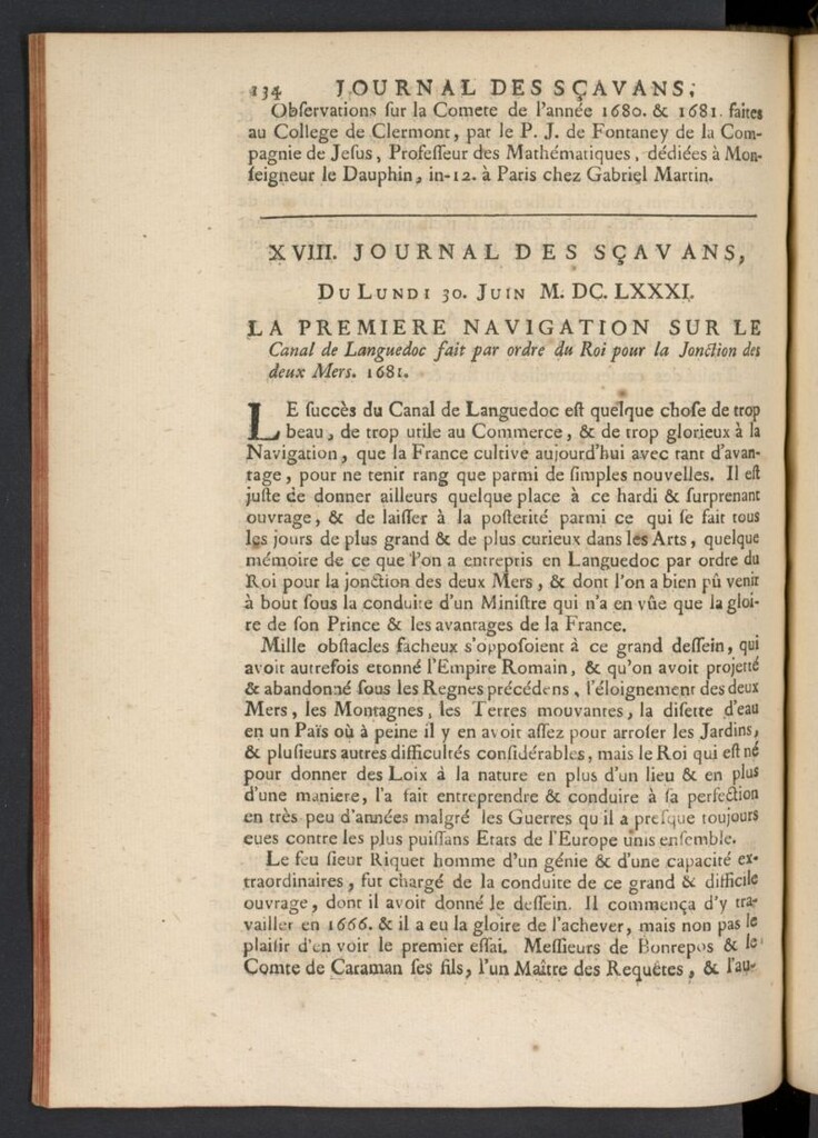 Miniatura de Le Journal des Sçavans pour l´année del 30 de junio de 1681, nº 18