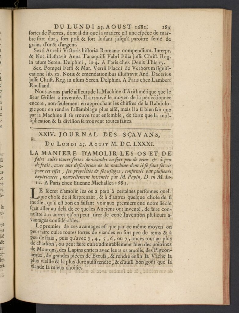 Miniatura de Le Journal des Sçavans pour l´année del 25 de agosto de 1681, nº 24